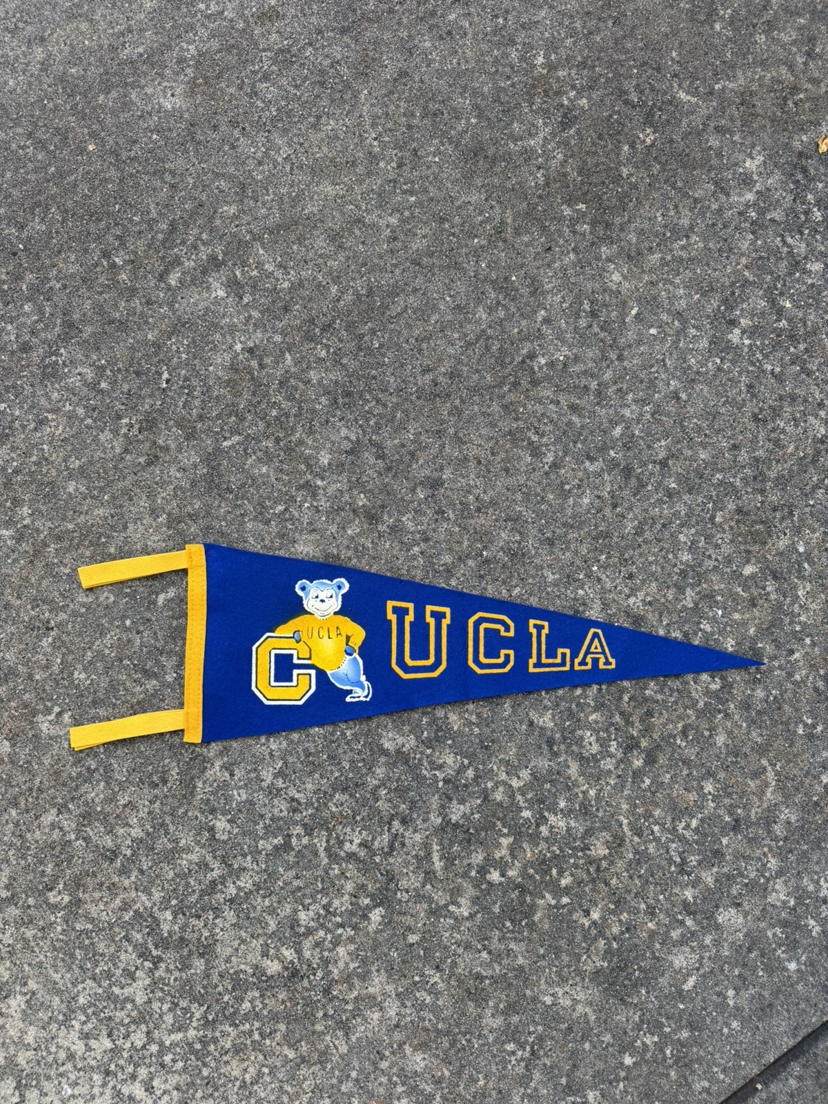 Vintage 60’s UCLA Bruins Felt Pennant Banner Full Old Stock Bear Mascot