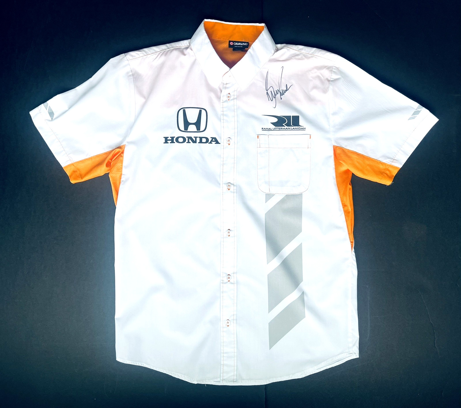 RLL Rahal Letterman Lanigan Racing Men’s Large Team Shirt SIGNED By Bobby Rahal RLL Rahal Letterman Lanigan Racing Men’s Large Team Shirt SIGNED By Bobby Rahal