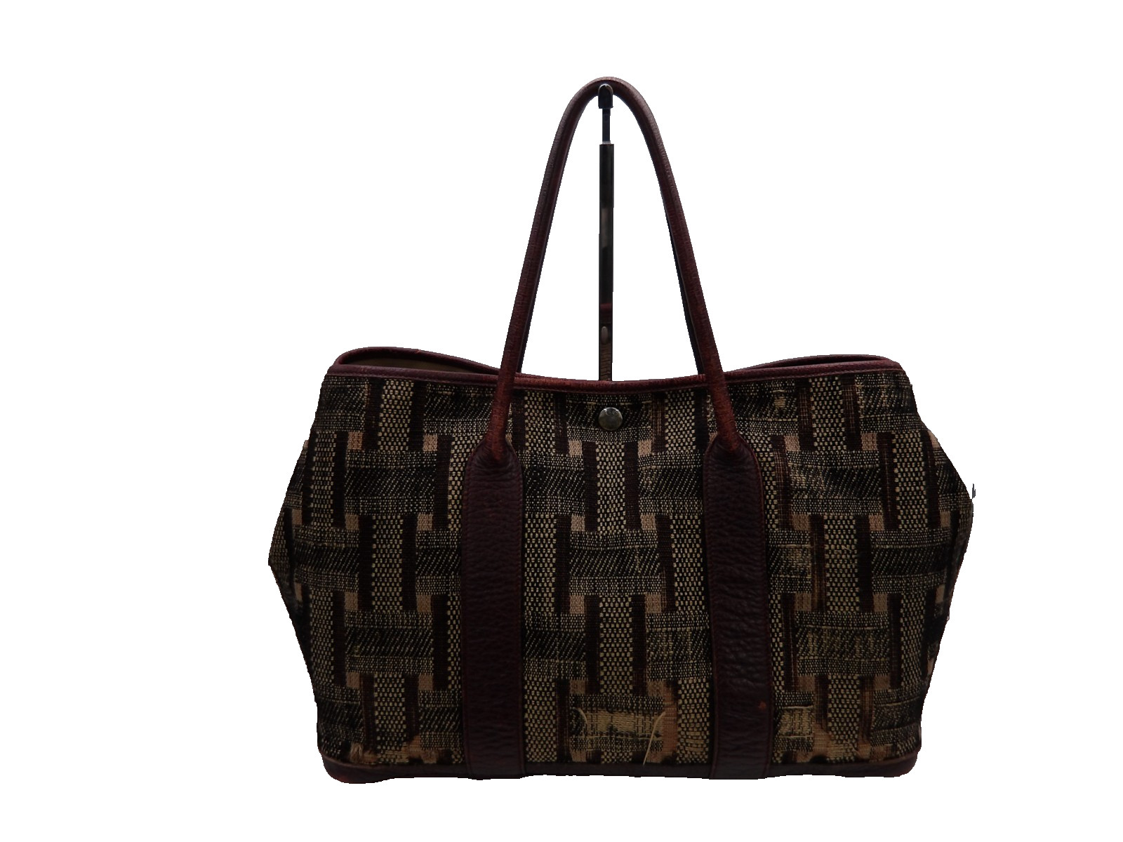 Auth A026 Hermes Garden Party PM Tote Bag Toile Mosaic □L Stamped from Japan