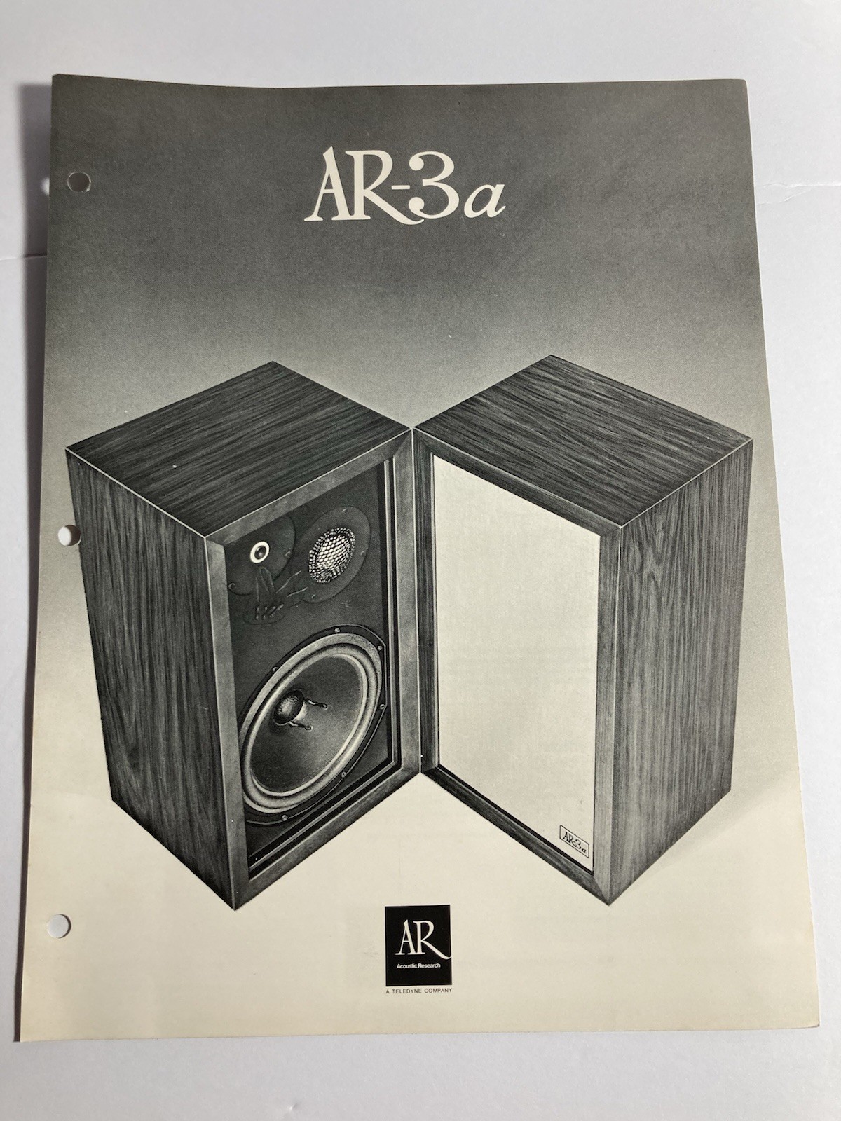 Acoustic Research AR-3A Vintage Speakers Specifications Sheet Acoustic Research AR-3A Vintage Speakers Specifications Sheet