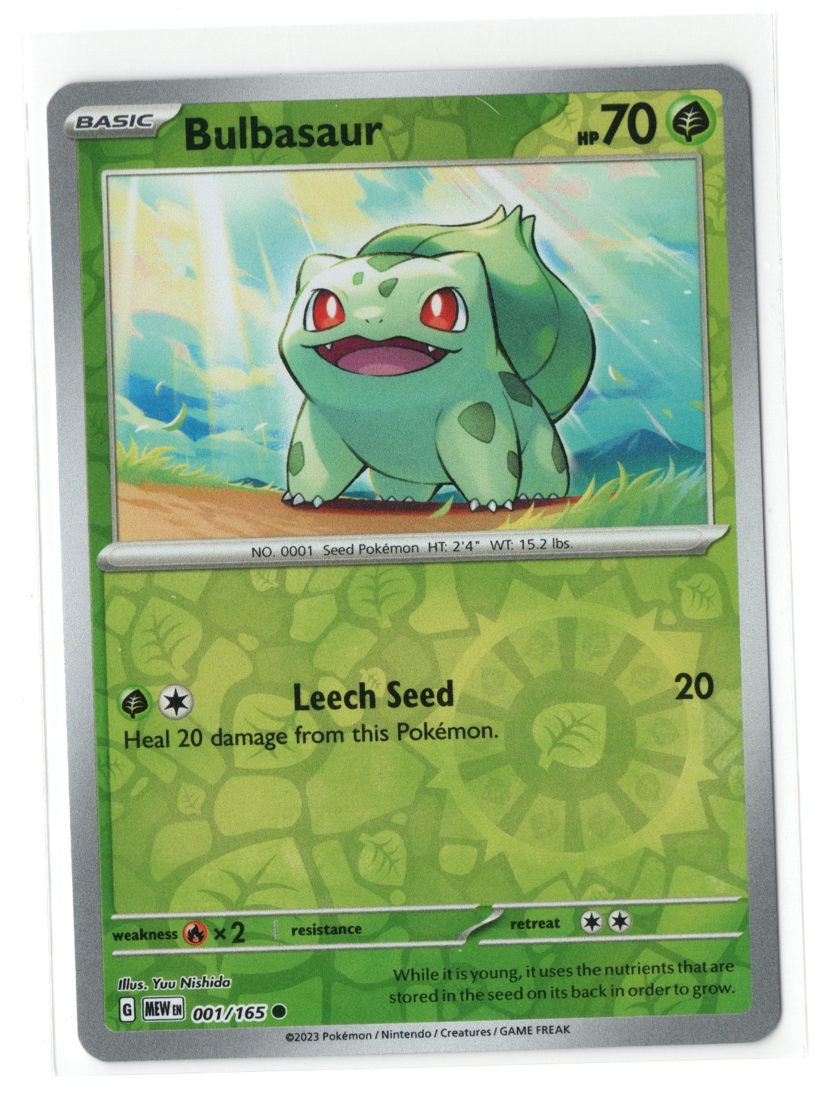 BULBASAUR 001/165 ~ REVERSE HOLO ~ Pokemon Scarlet & Violet 151 BULBASAUR 001/165 ~ REVERSE HOLO ~ Pokemon Scarlet & Violet 151