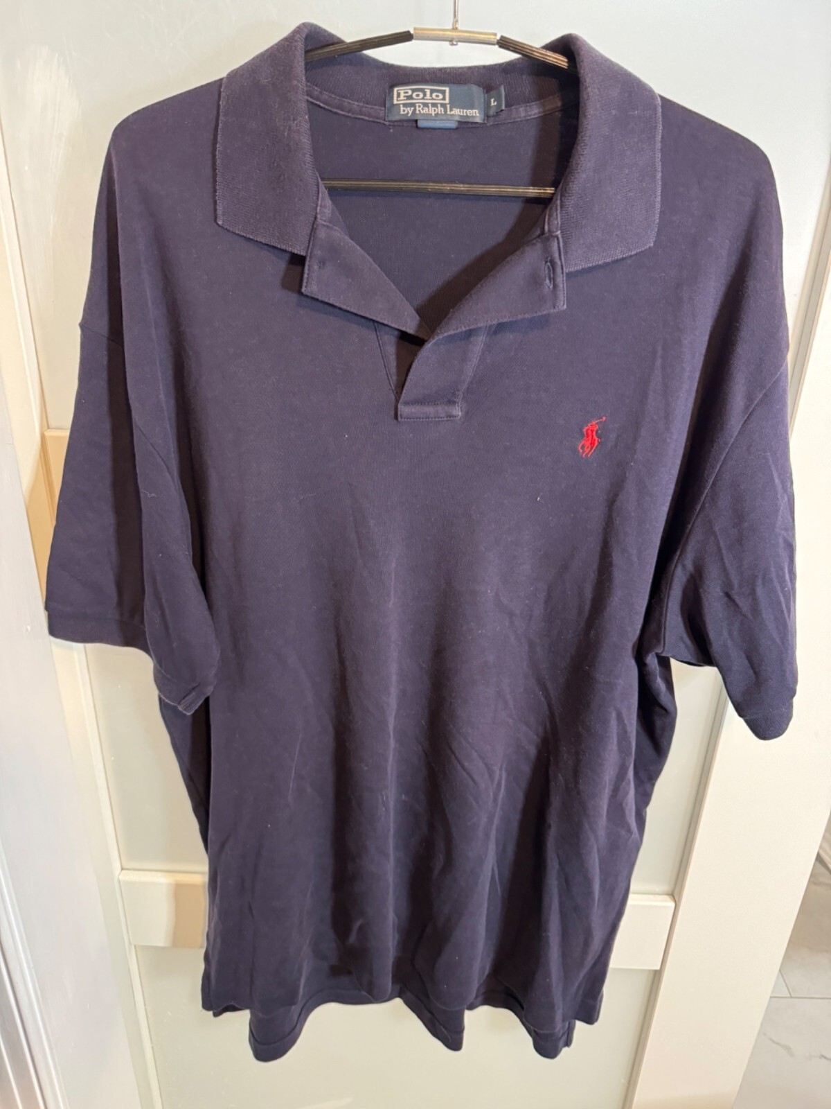 Polo By Ralph Lauren Mens Large Navy Blue Cotton Polo Shirt 17-22 Polo By Ralph Lauren Mens Large Navy Blue Cotton Polo Shirt 17-22