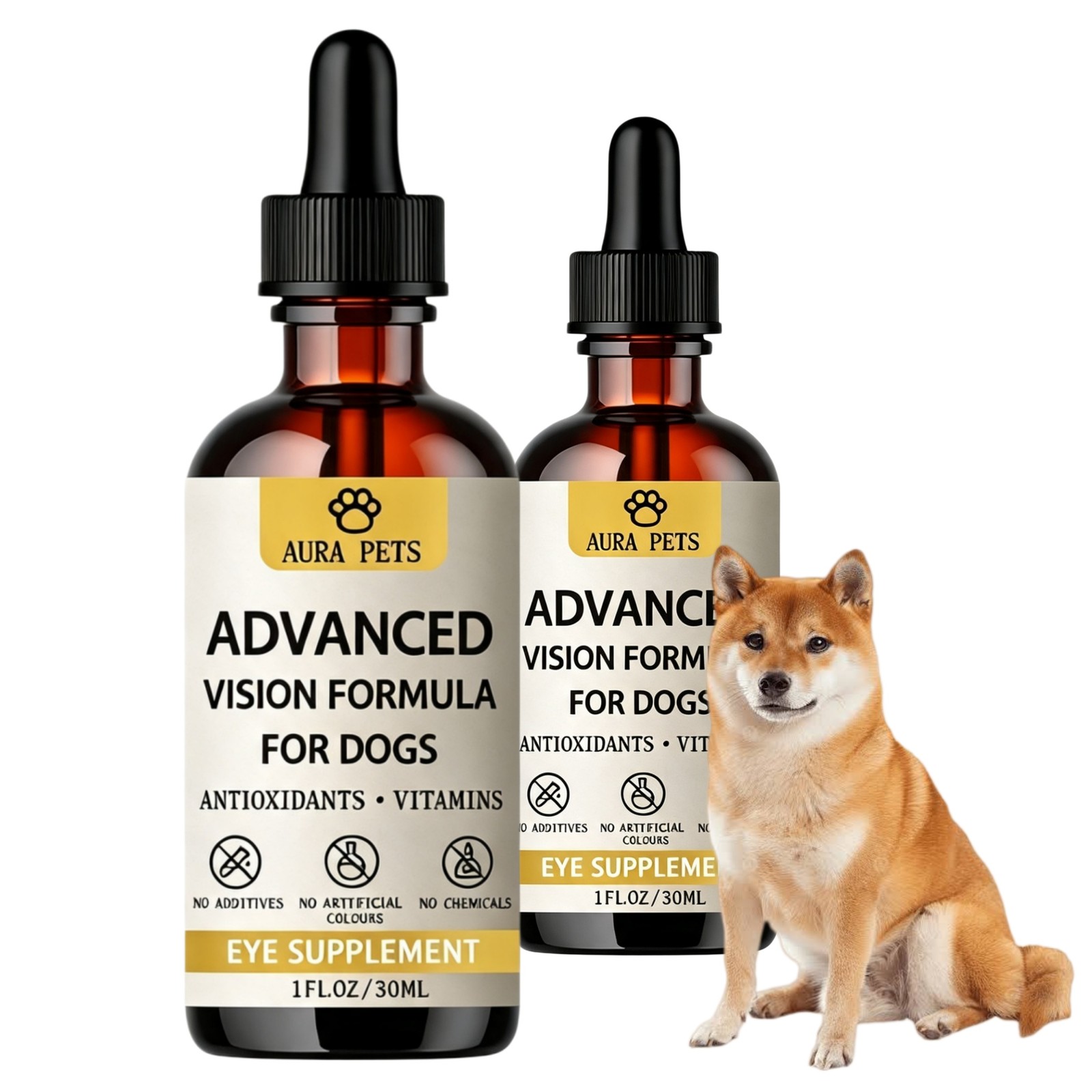 2x Aura Pets Advanced Vision Formula for Dogs 30ml Gentle Fast Absorbing, 30ml