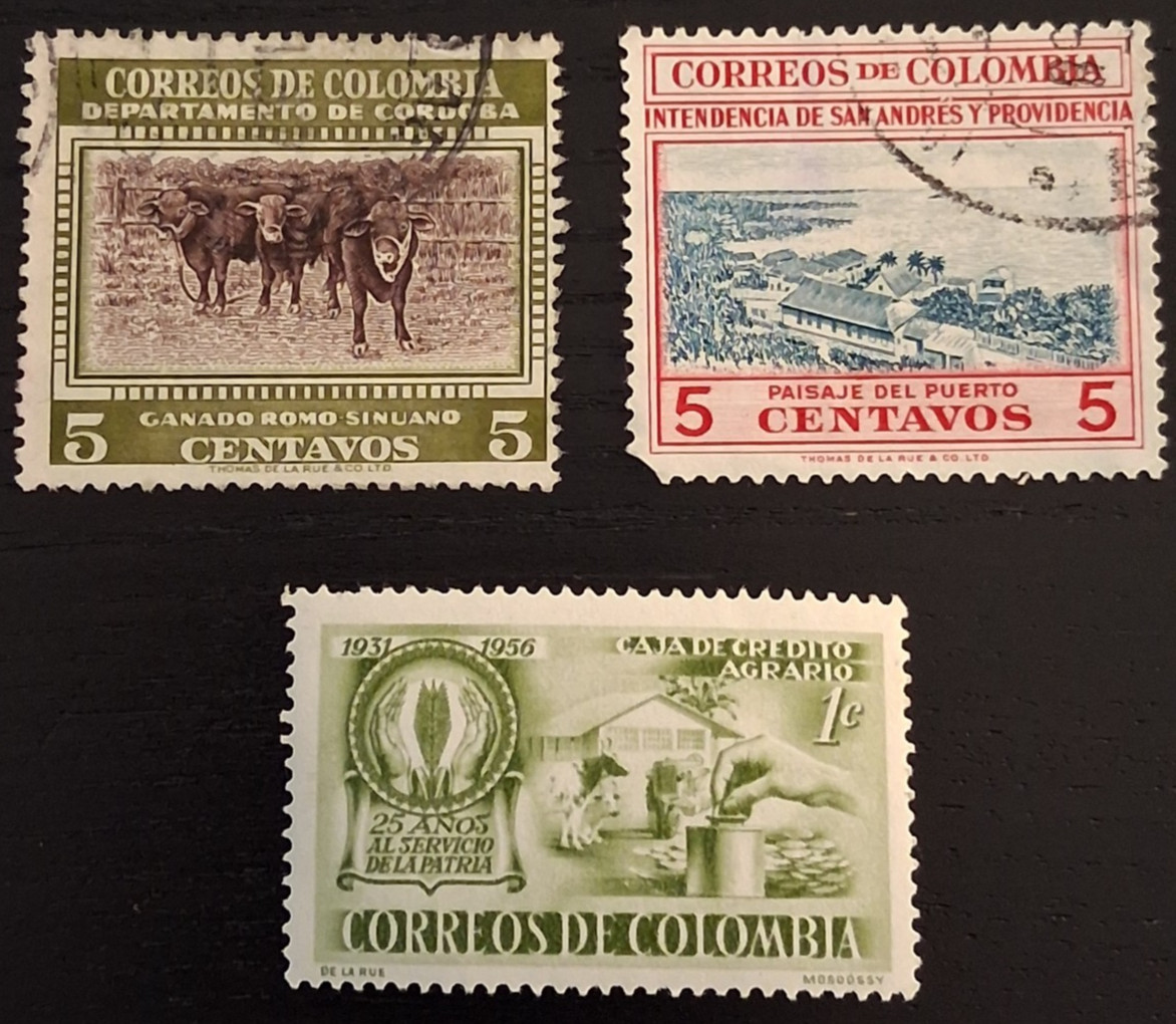 Columbia 1950\'s Variety of Postage Stamp - Lot of 3