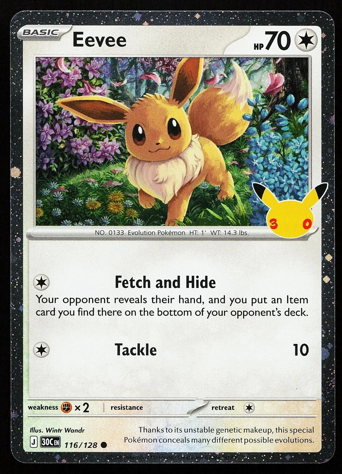 Eevee 116/128 Holo Cosmo Holo Promo 30th Celebration Pokemon Card