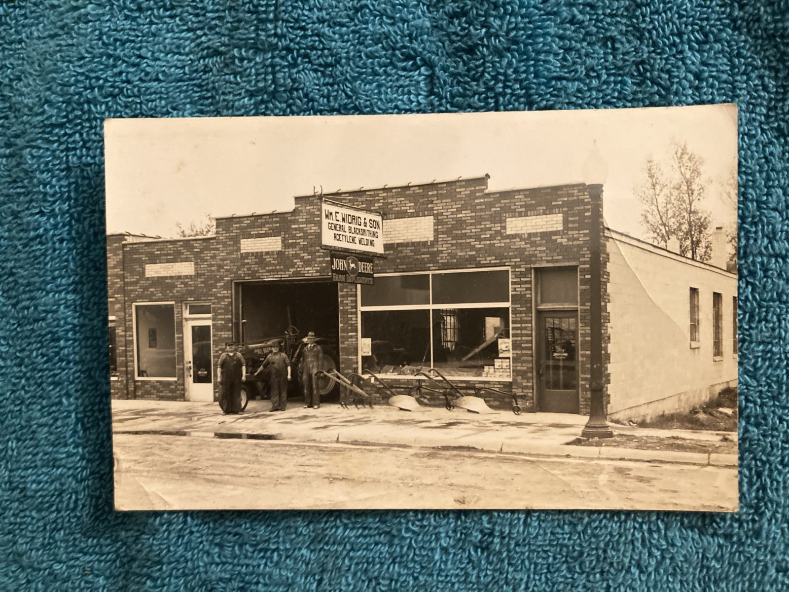 RPPC WM Widrig Blacksmith Welding Services Gaylord Michigan John Deere Sign RPPC WM Widrig Blacksmith Welding Services Gaylord Michigan John Deere Sign