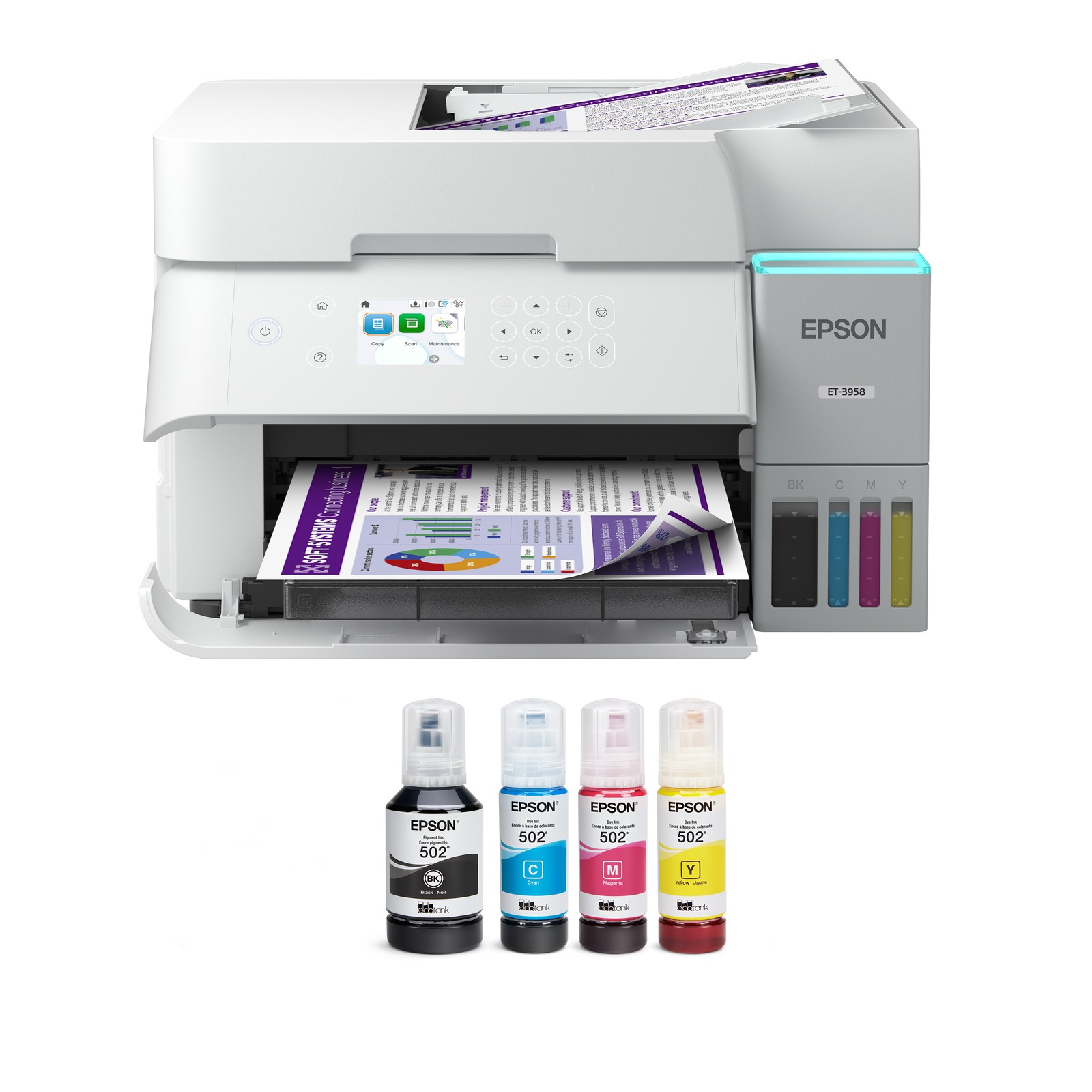 Epson EcoTank ET-3958 Wireless Printer - Certified Refurbished