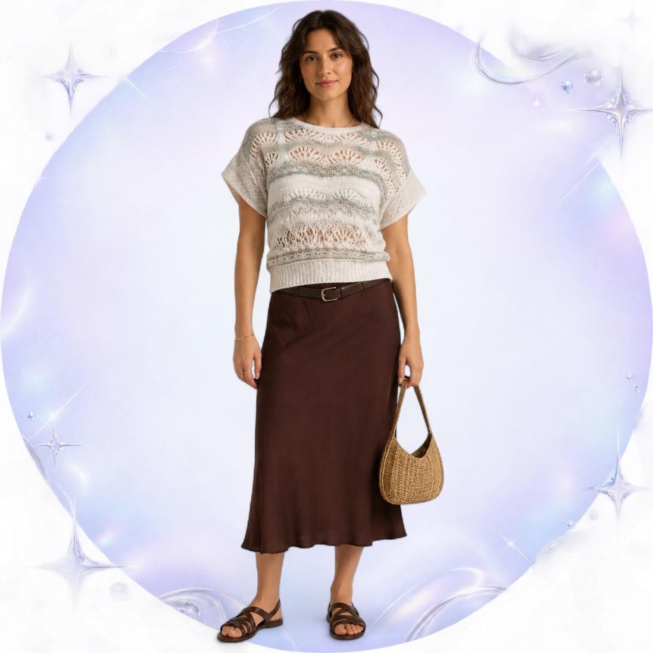 Vintage Simply Knits Openwork Cap-Sleeve Sweater