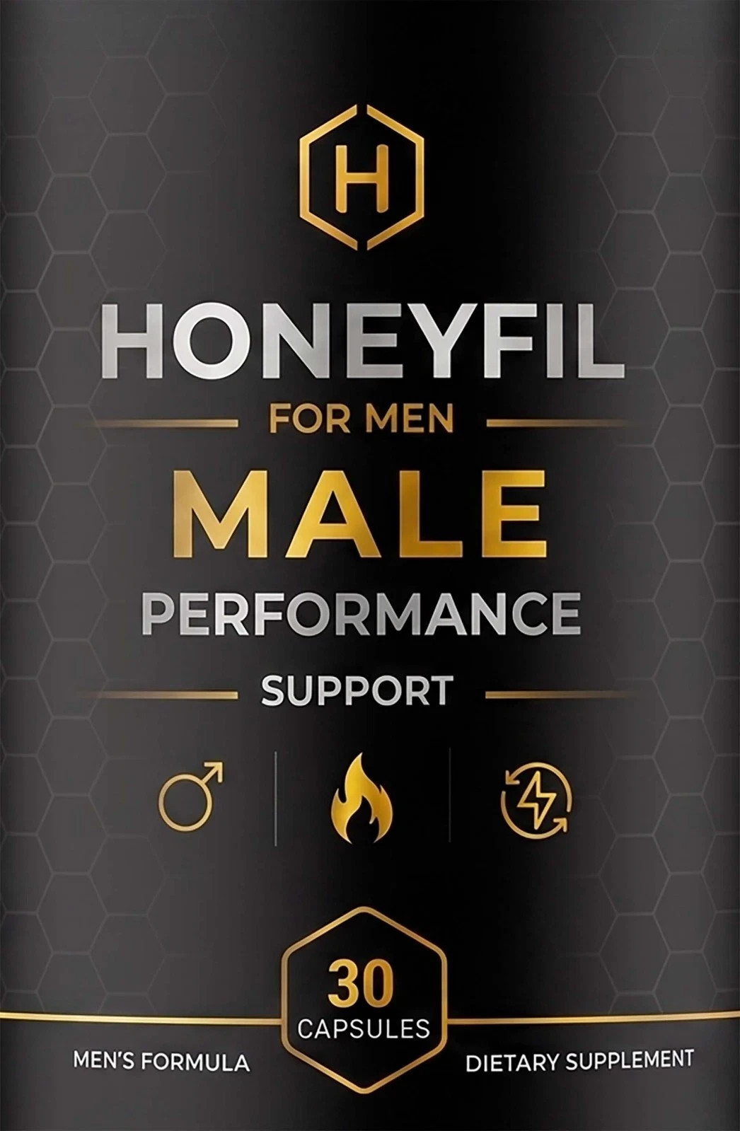 HoneyFil Mens Health Support Dietary Supplement 30 Caps Male Strength Pack of 1