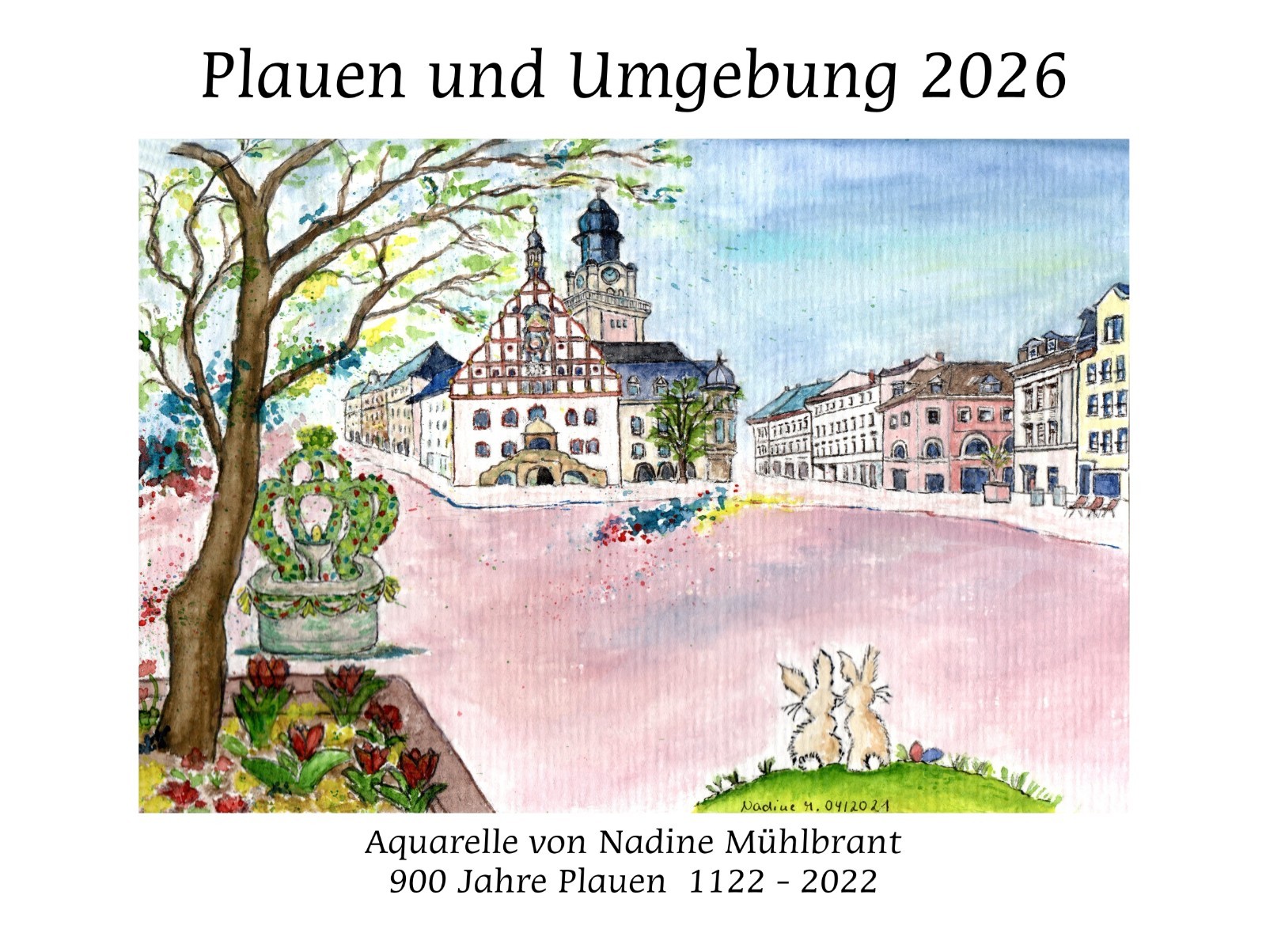 Wall Calendar Watercolours Paintings - Plauen and Surroundings - Vogtland - A4 Landscape