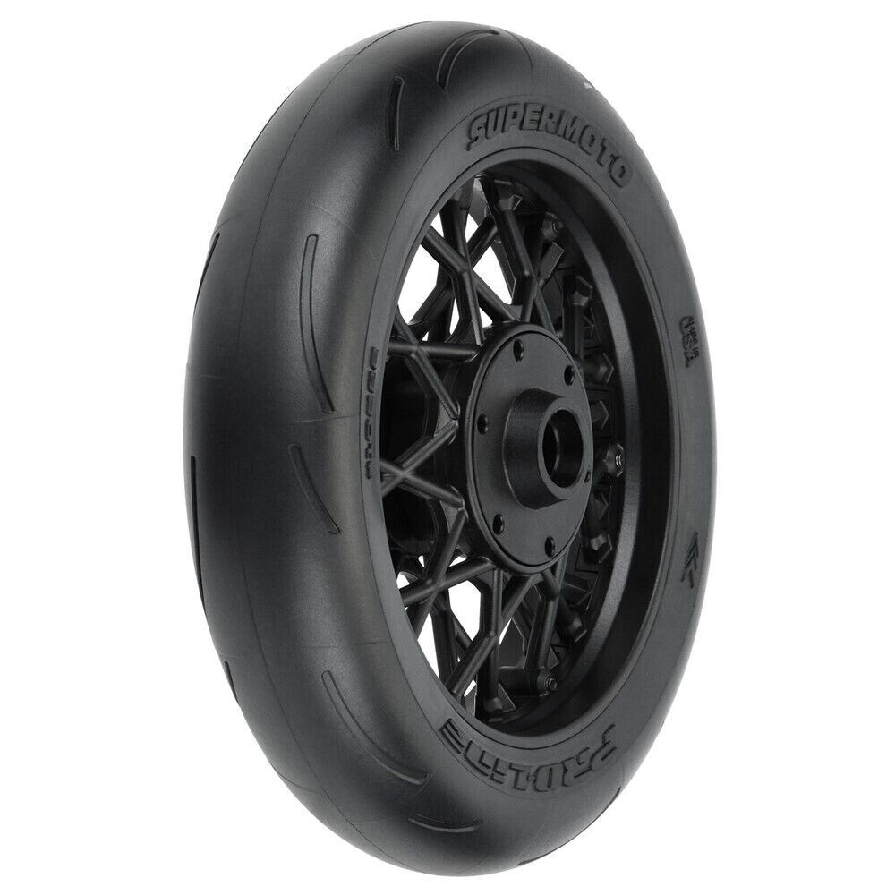 Pro-Line 1/4 Supermoto Tire Front MTD Black Wheel: PM-MX - [PRO1022210]