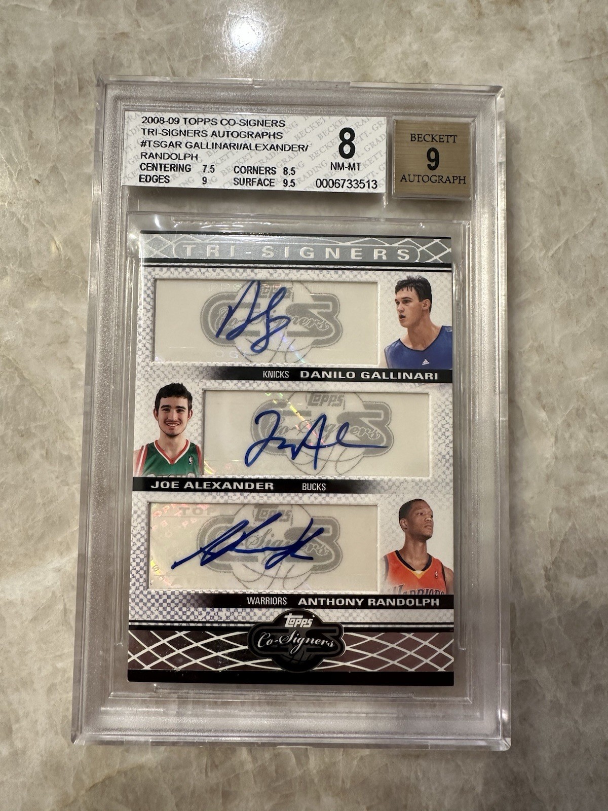 2008-09 Topps Co-Signers Tri Auto Danilo Gallinari Anthony Randolph /36 BGS 8