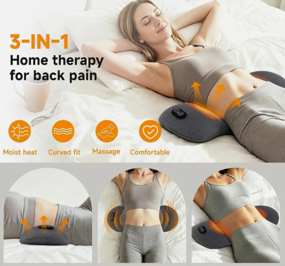 3In 1 Smooth Spine Triple Fusion Back Massager Electric Lumbar Support Pillow