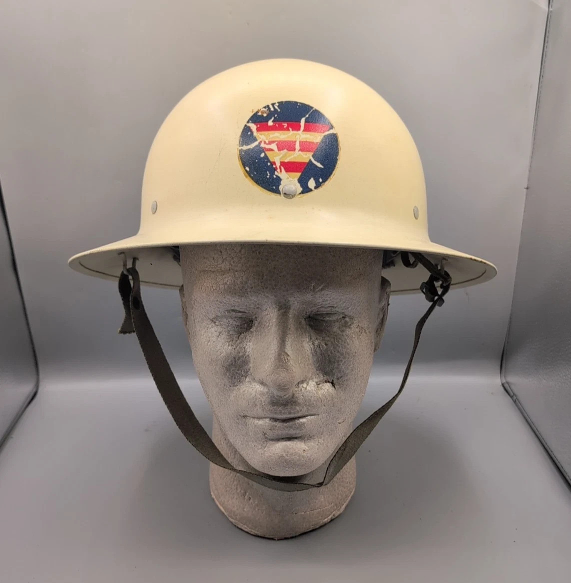 WWII/2 US Home Front Civil Defense Air Raid Wardens helmet with decal
