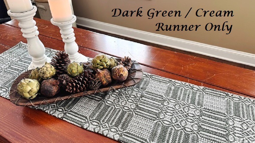 New PRIMITIVE Table Runner DARK GREEN CREAM WINDHAM 32\ New PRIMITIVE Table Runner DARK GREEN CREAM WINDHAM 32\