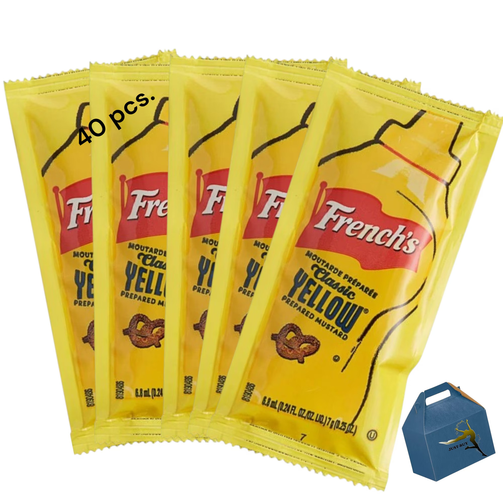 French's Classic Yellow Mustard Portion Packet Single Serve 40 Pcs 7 Gr