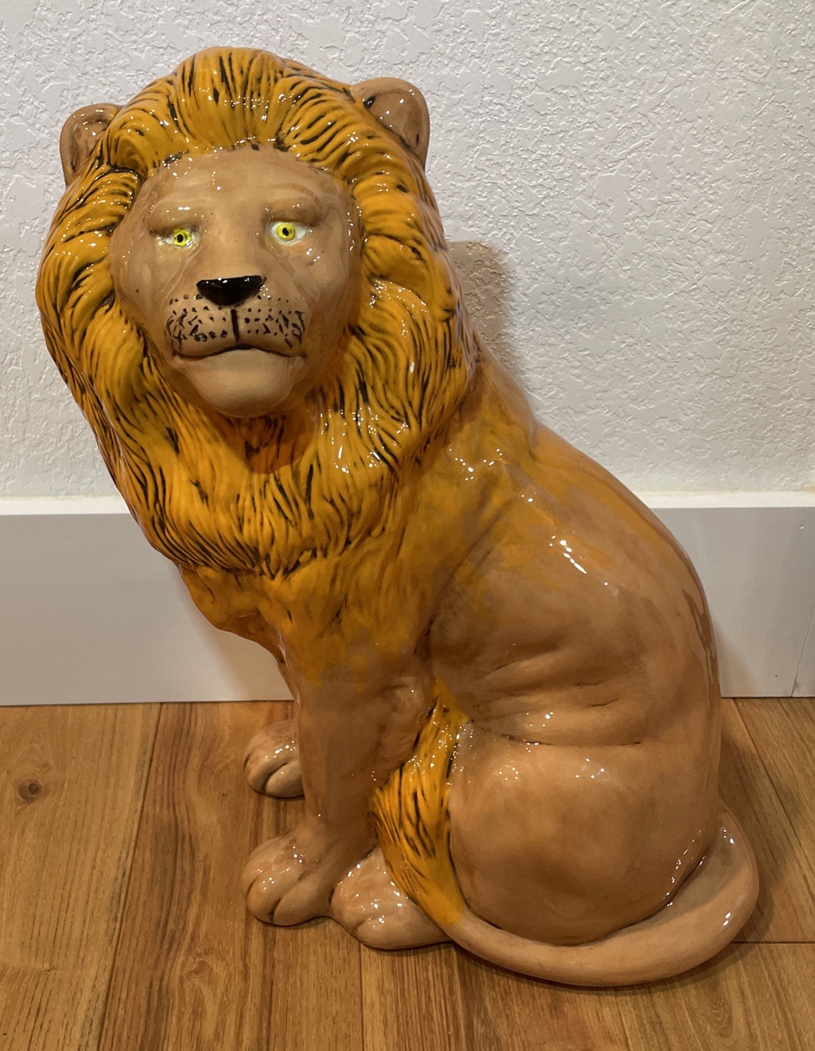 Large Mid-century Italian Hollywood Regency terracotta porcelain lion Decor 16\
