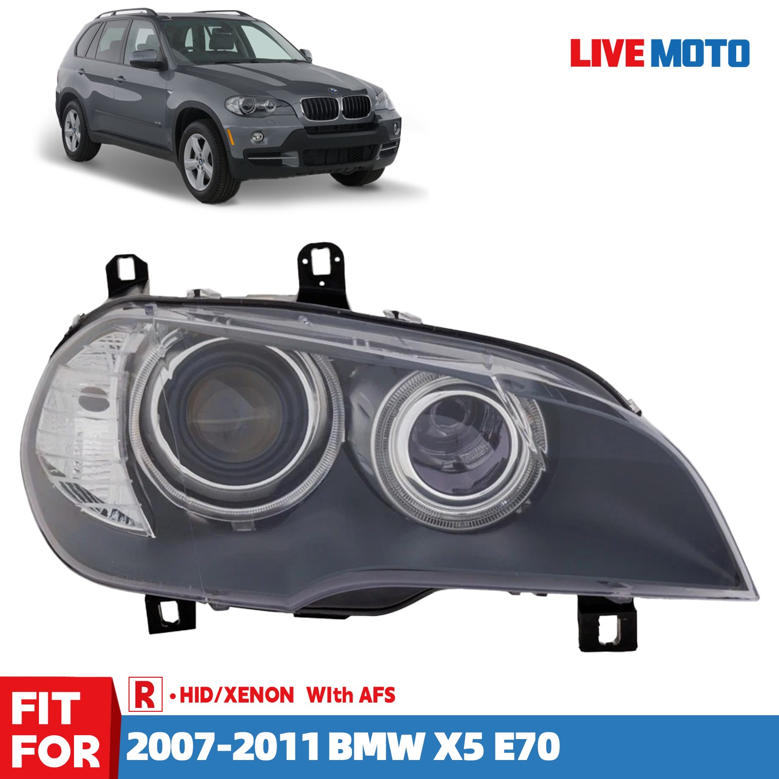 Passenger Side HID/Xenon Headlight For BMW X5 E70 2007-2010 with Adaptive Lamps Passenger Side HID/Xenon Headlight For BMW X5 E70 2007-2010 with Adaptive Lamps