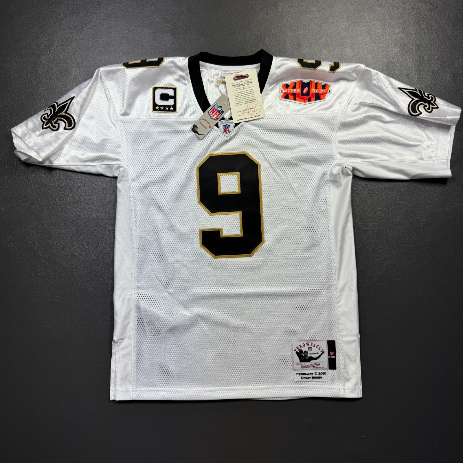 100% Authentic Drew Brees Mitchell Ness 2010 Saints Super Bowl XLIV Jersey 48 XL