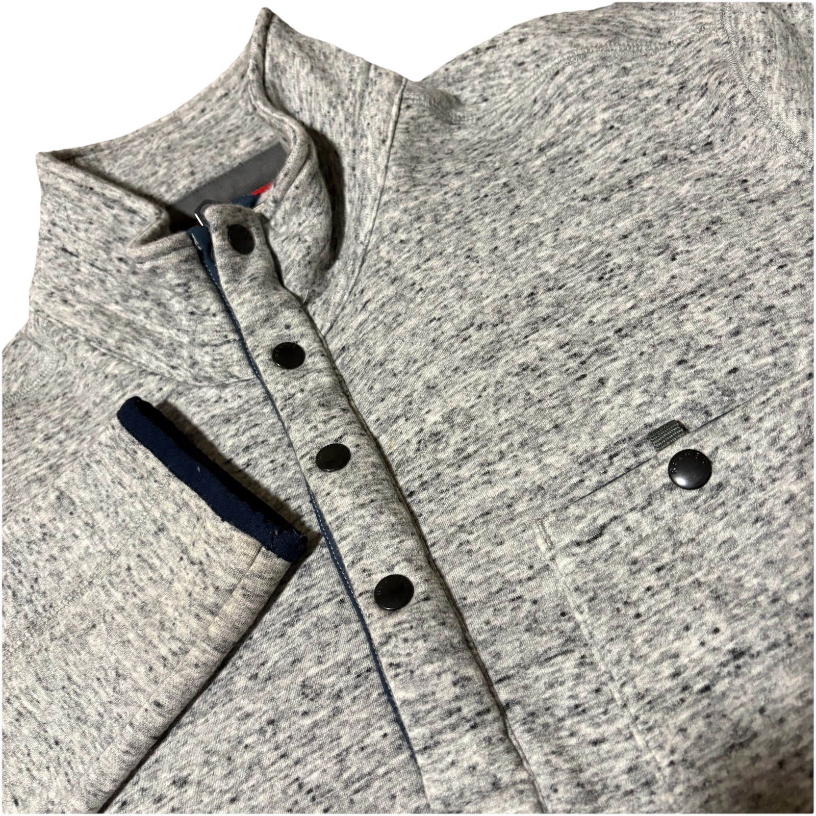 Relwen Quarter 1/4 Zip Snap Sweater Mens L Heather Gray Stretch Huckberry Hiking