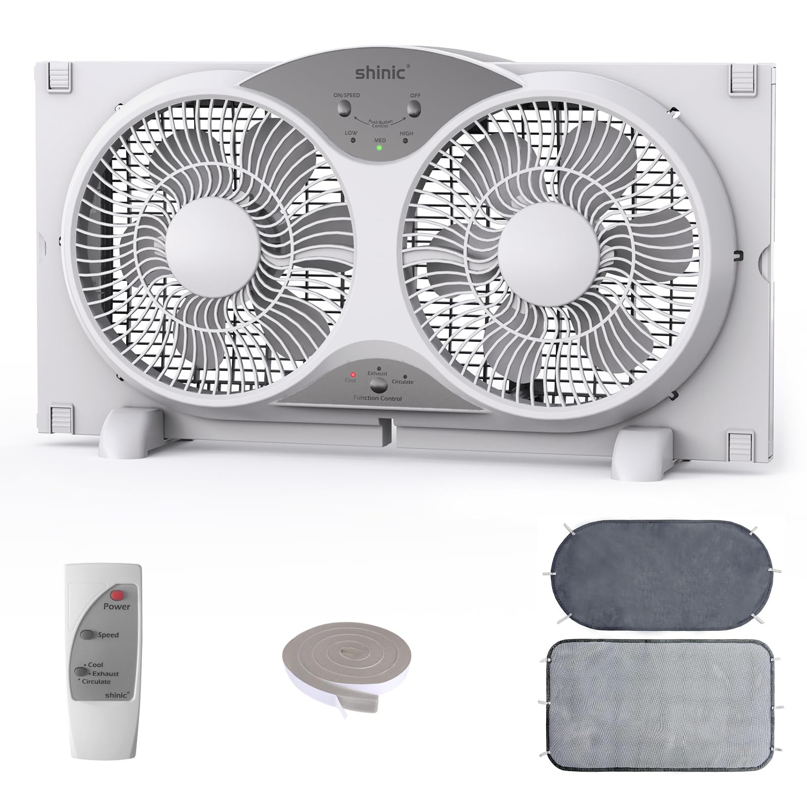 shinic 2026 9 Inch Twin Window Fan – Quiet, Reversible Airflow, with Removabl...