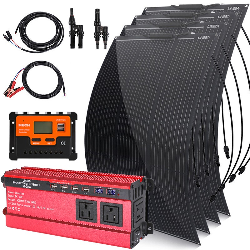 5000W Solar System &200W 400W Solar Panel Power Station 12V RV Farm Home Shed