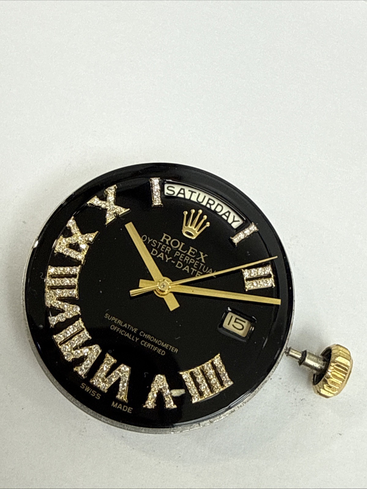 Rolex 1556 Non Quick Set Complete Movement Dial Crown Perfect Working Condition