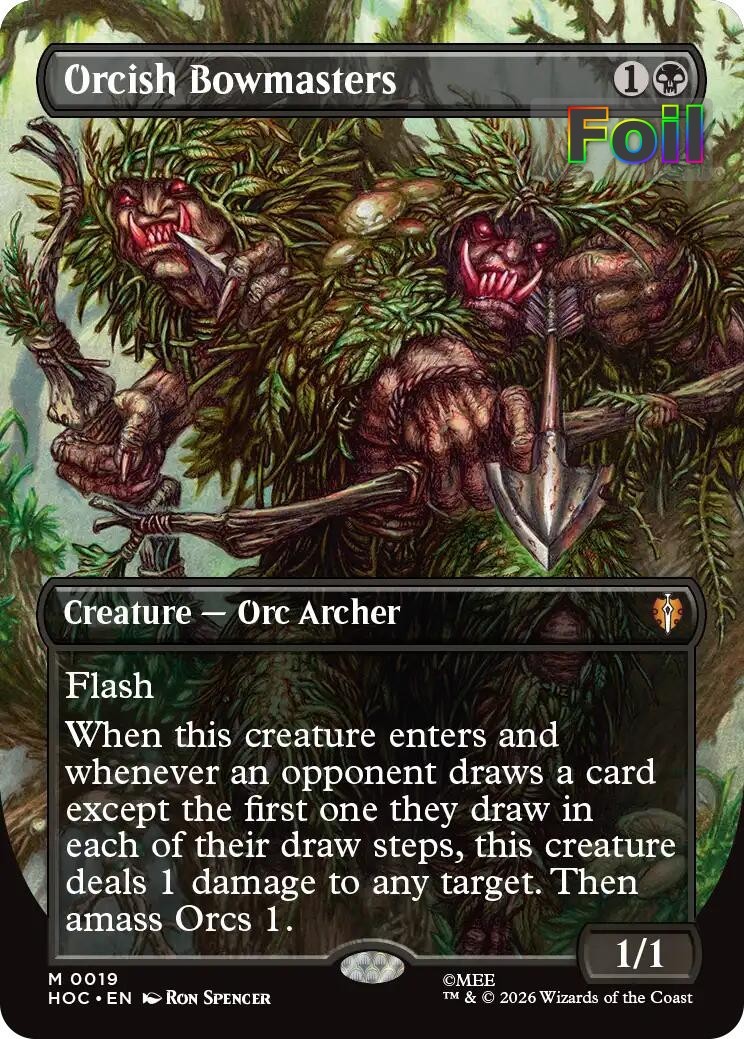 MTG HOC *FOIL* M Orcish Bowmasters (Borderless) #19 NM MTG HOC *FOIL* M Orcish Bowmasters (Borderless) #19 NM