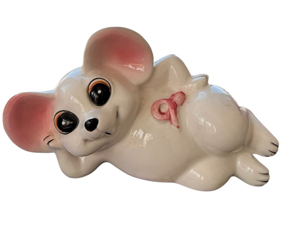 Vintage Norcrest Anthropomorphic Mouse Kitsch Figurine Lounging Piggy Bank Japan Vintage Norcrest Anthropomorphic Mouse Kitsch Figurine Lounging Piggy Bank Japan