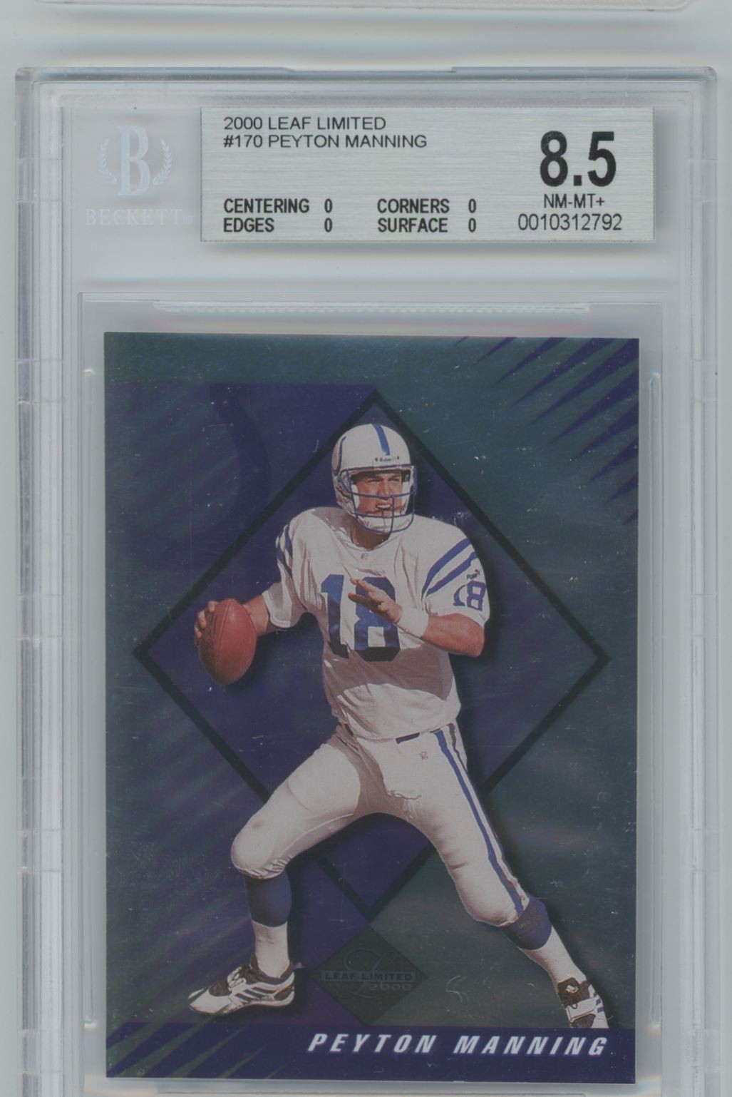Peyton Manning 2000 Leaf Limited /2000 BGS 8.5 #170 Indianapolis Colts