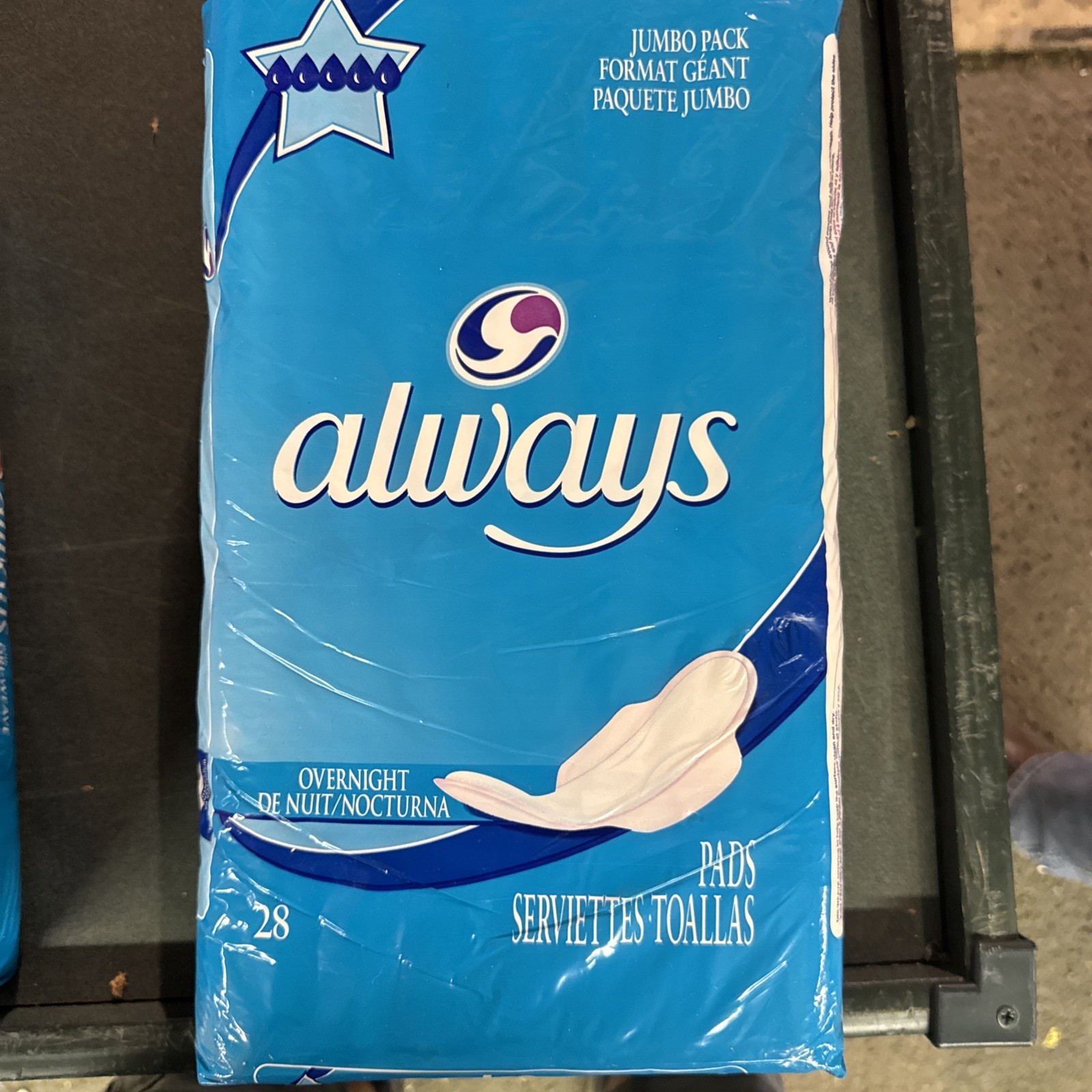 Always Jumbo Pack Sanitary Pads, 28 Count 1998 Never Opened Vintage