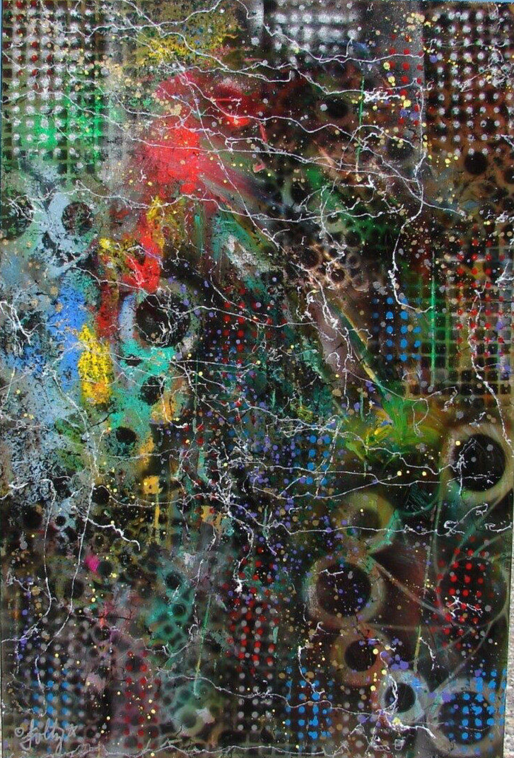 Modernist ABSTRACT Modern Painting Expressionist ART FUNKY FRESH WILD by FOLTZ 