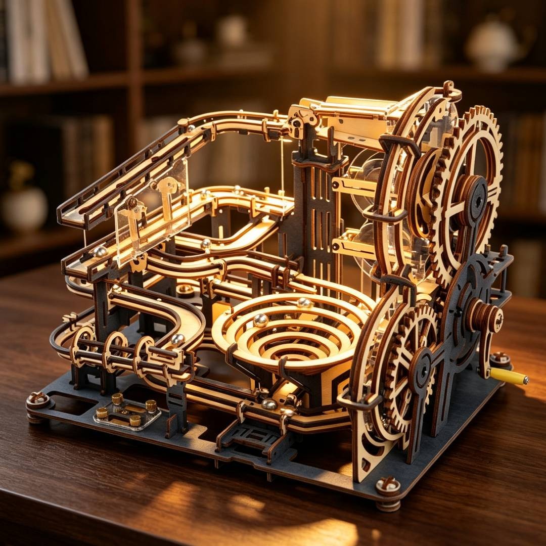 ROKR Marble Night City Waterwheel 3D Wooden Puzzle Laser Cutting Games Xmas Gift