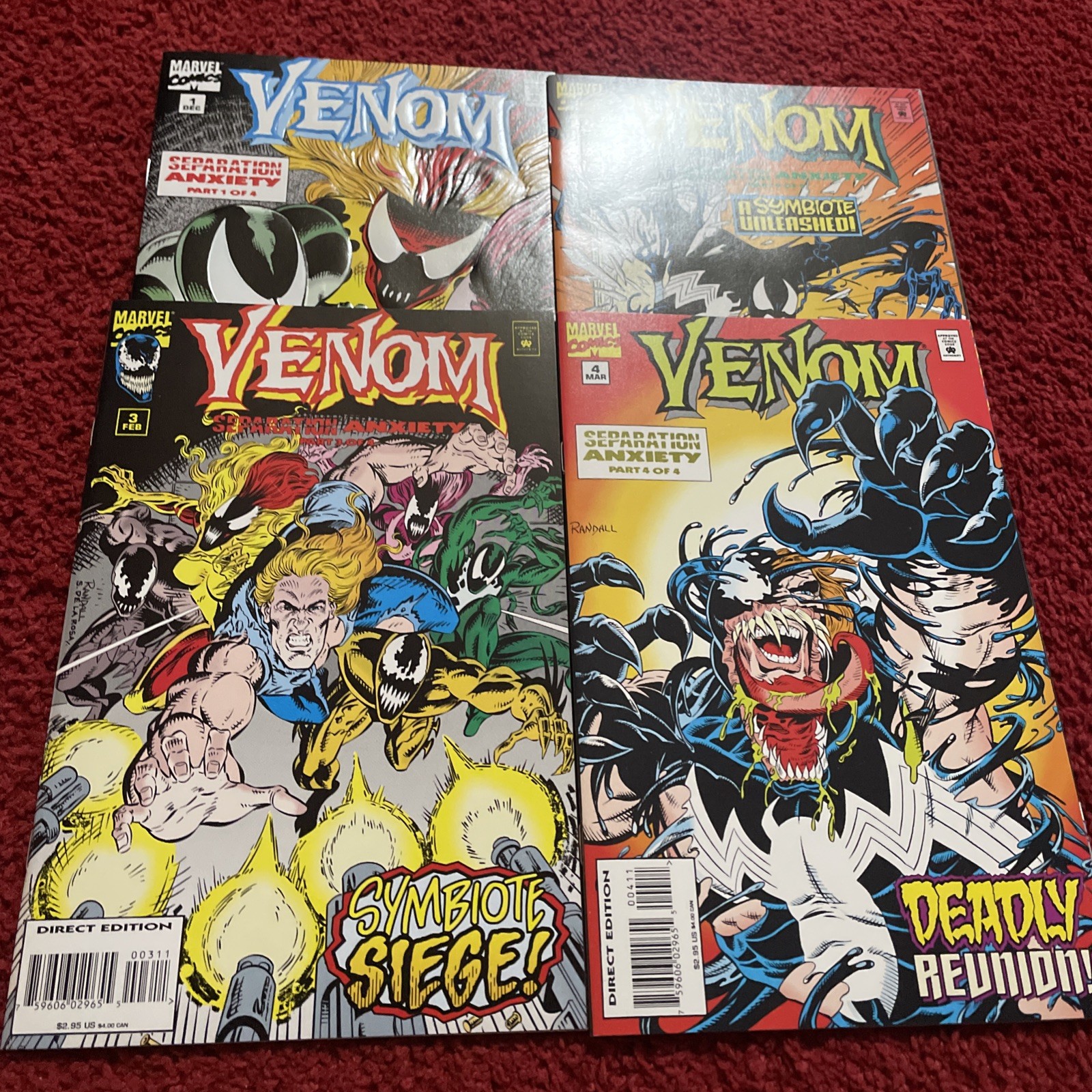 Venom Separation Anxiety #1 - 4 Marvel Comics 1994 Complete Series Set vf/nm