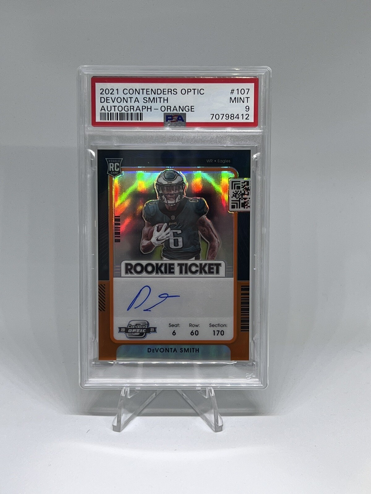 2021 CONTENDERS OPTIC DEVONTA SMITH AUTOGRAPH ORANGE FSA RC #107 MINT 9 /35 2021 CONTENDERS OPTIC DEVONTA SMITH AUTOGRAPH ORANGE FSA RC #107 MINT 9 /35