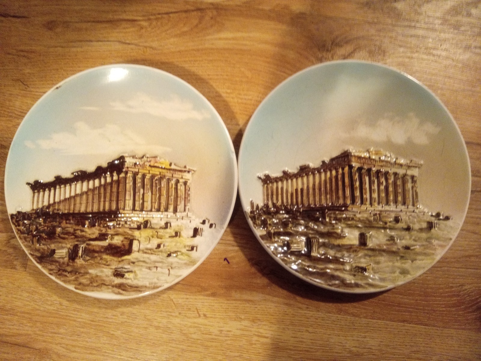 Parthenon in Greece Vintage Hand Painted Embossed 10 3/4 Parthenon in Greece Vintage Hand Painted Embossed 10 3/4