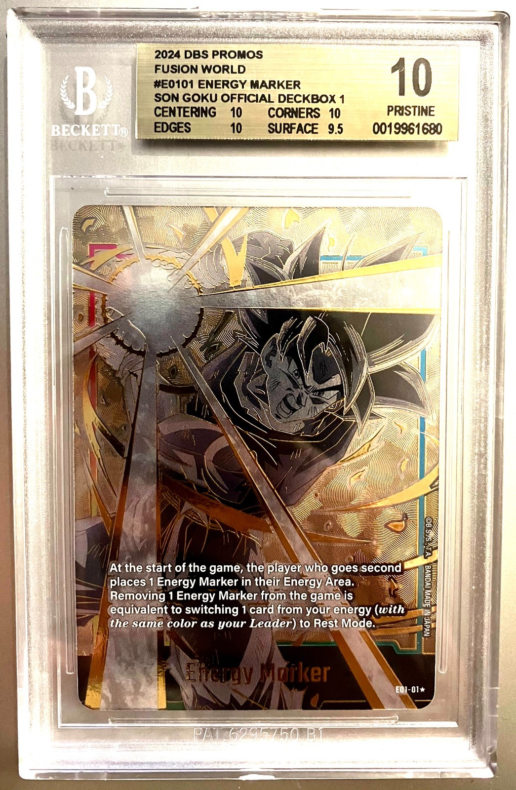 2024 Dragon Ball Son Goku GOLD ENERGY MARKER JP LOW POP - BGS 10 Fusion World