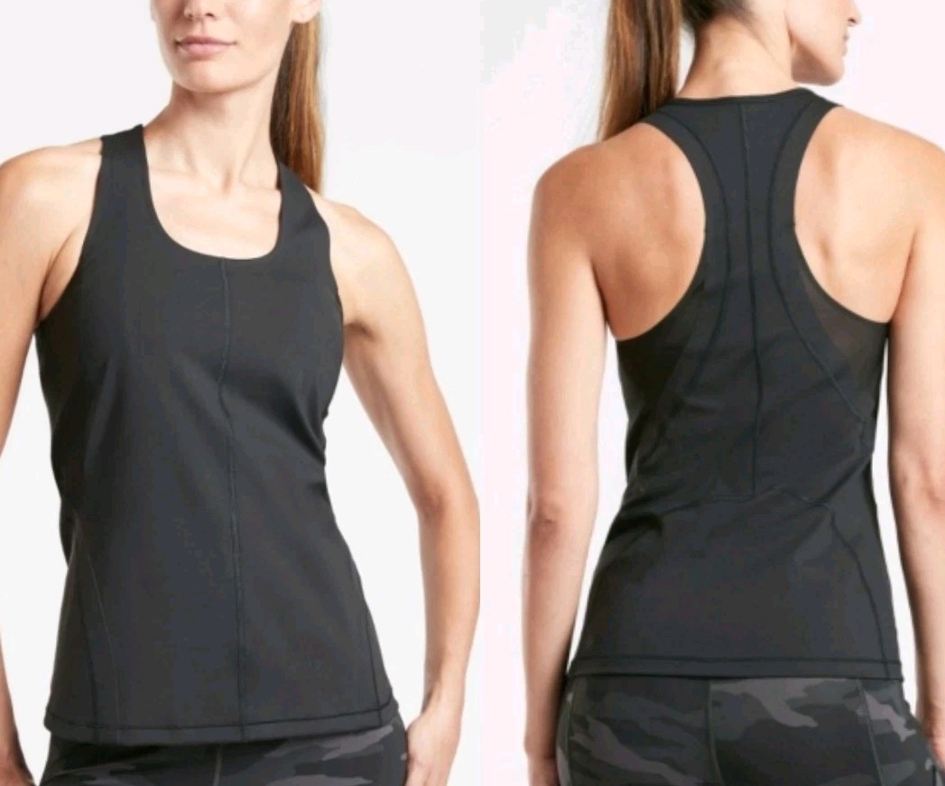 Athleta Intensity Black Mesh Panels Athletic Yoga Workout Tank Top Size XS