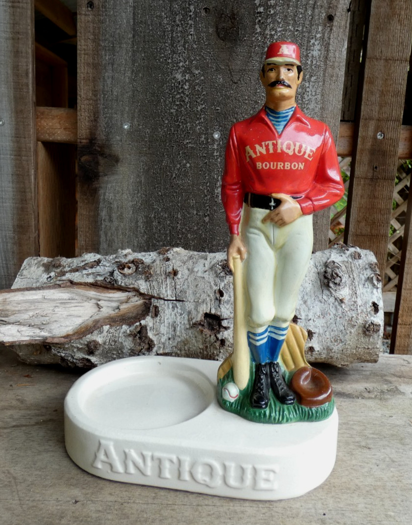 DEFECTIVE Vintage 1963 Ceramic Antique Bourbon Bottle Display  Baseball  G3D
