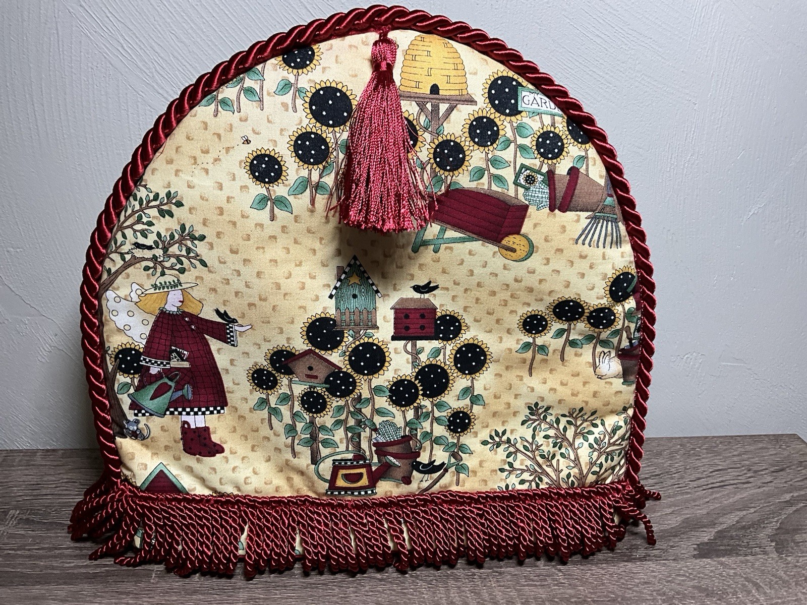Quilted Vintage Appliance Cover Tea Cozy Farmhouse Cottage Decor Sunflowers