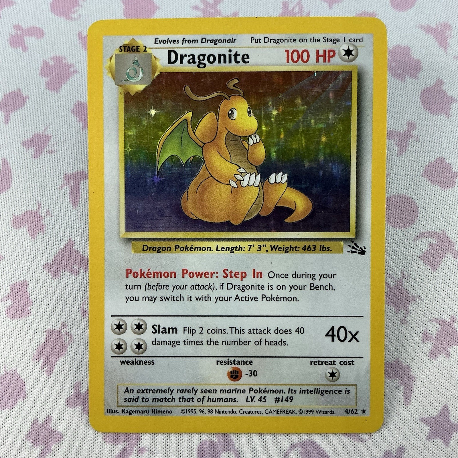 Wizards of the Coast Dragonite 4/62 - Fossil Holo Rare - Unlimited - Pokémon HP