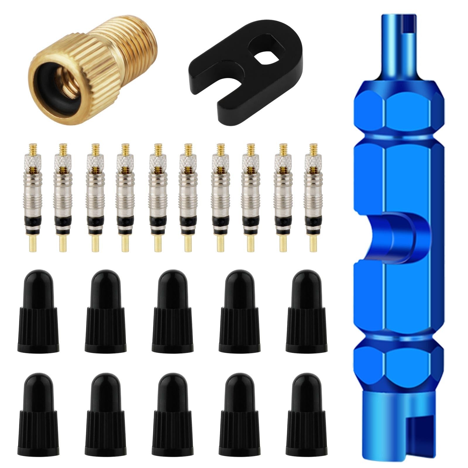 23 Pieces Presta Valve Core, Bike Core Removal Tool with Tubeless Blue 