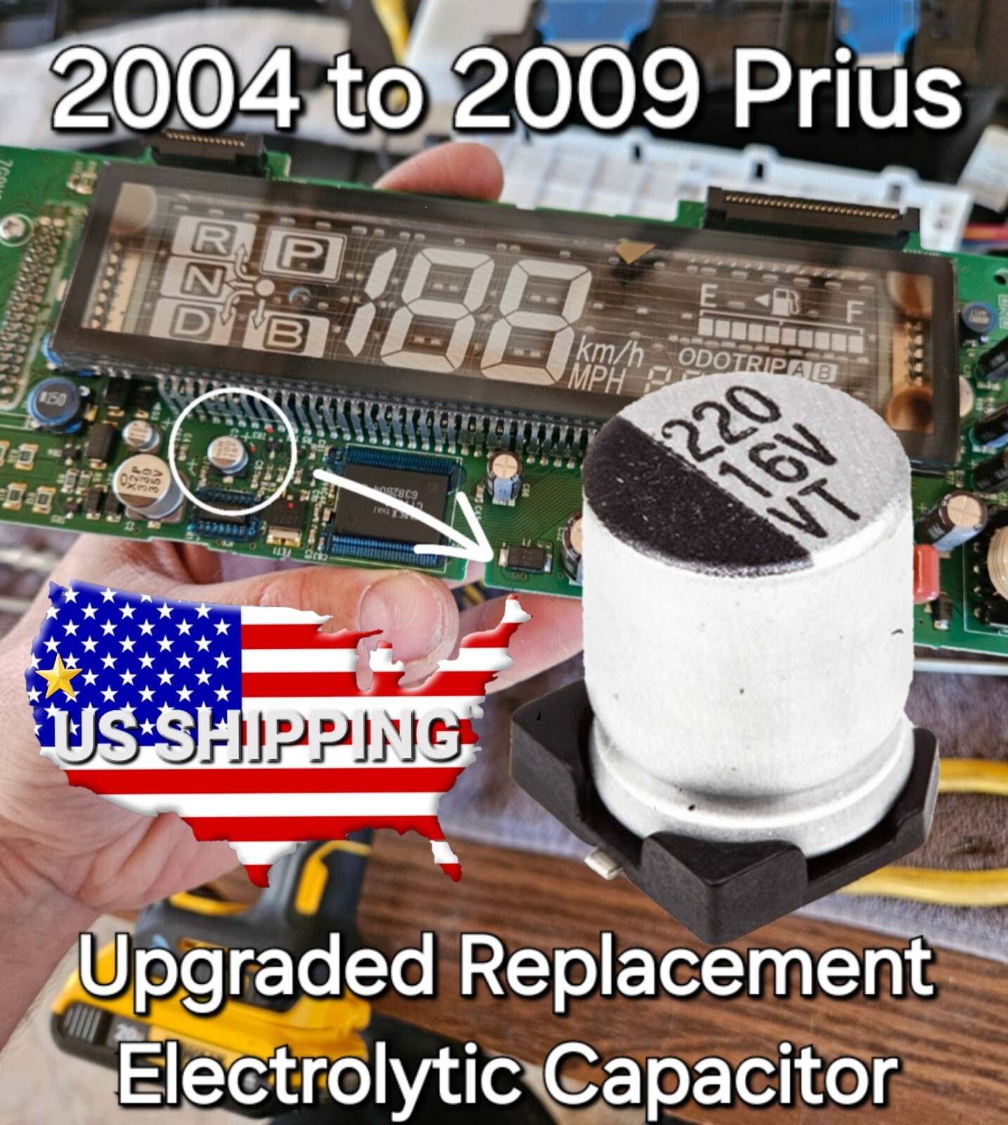 5 Pack 2004-2009 Prius Capacitors Upgraded Replacement 220uf 16v Electrolytic