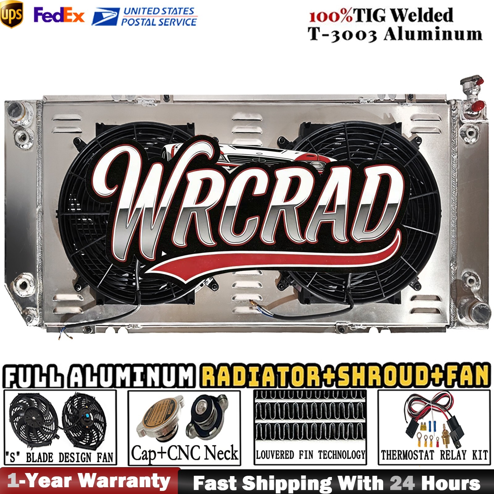 Radiator+Shroud Fan+Relay For 1988-00 Chevy/GMC C/K Truck 1500 2500 3500 5.7L V8