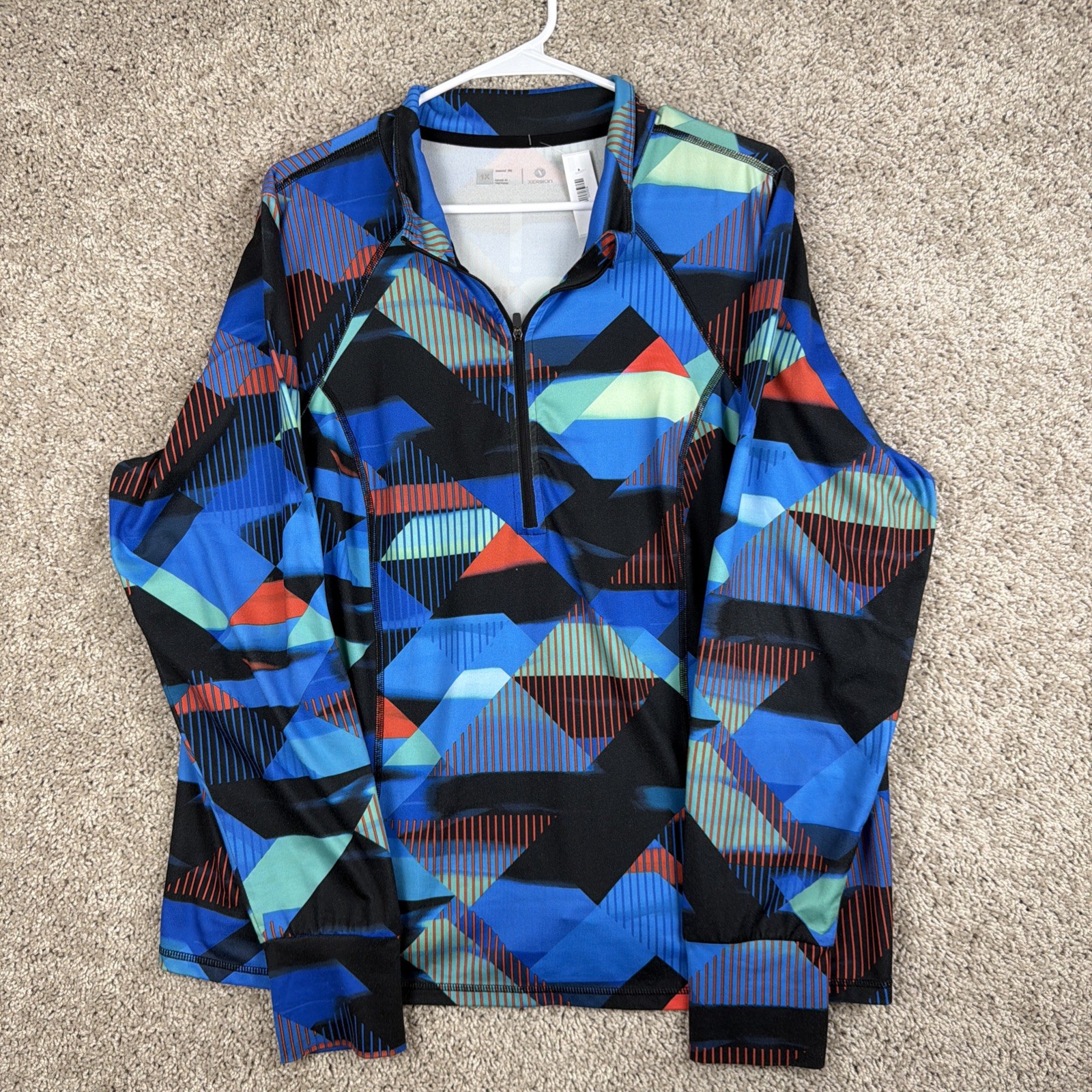 Xersion Womens Quarter Zip Pullover Multicolor Activewear Top Size 1X