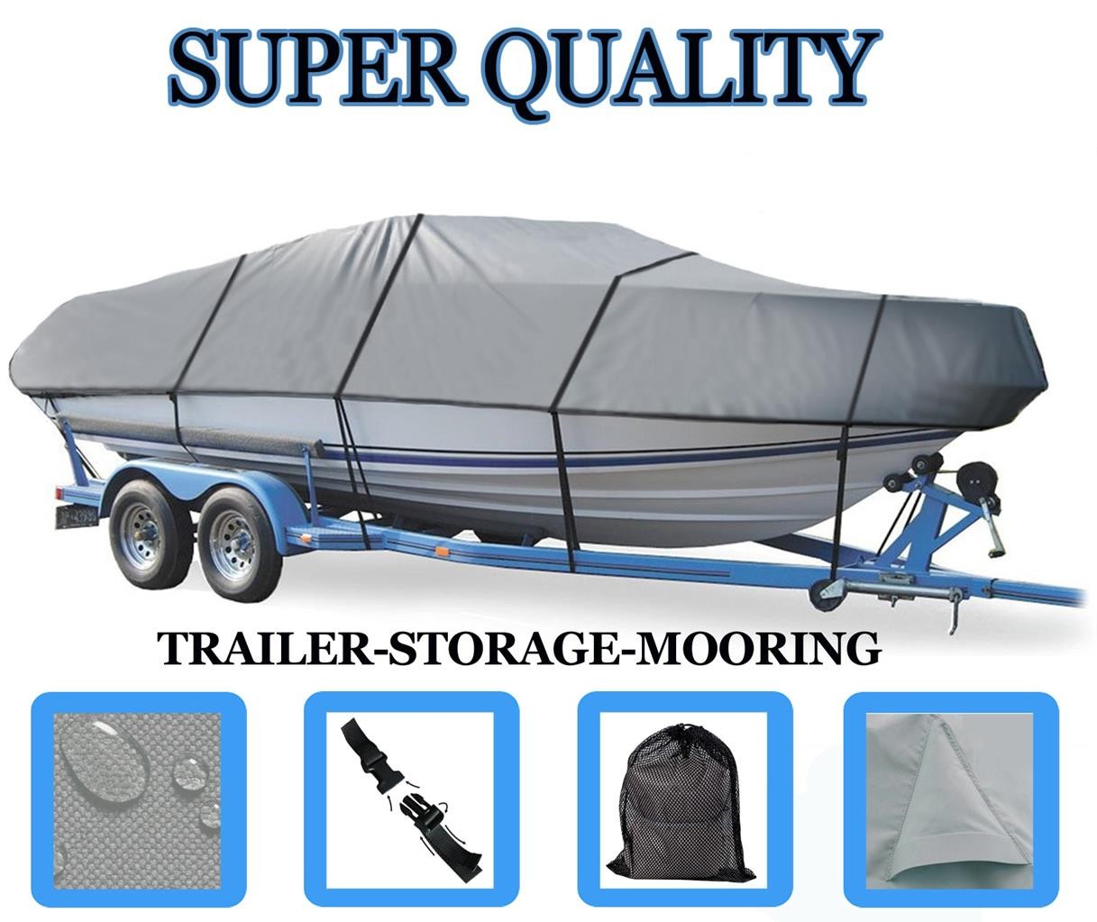 GREY BOAT COVER FOR LUND 16 PIKE REBEL SPECIAL 1988 1989 1990 1991 1992