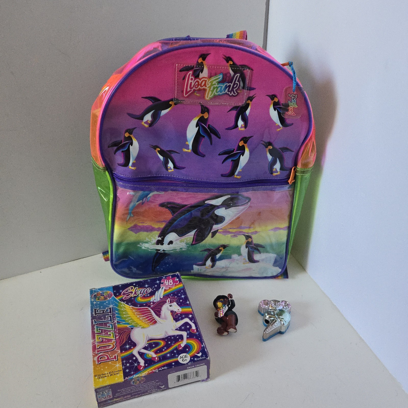Vintage Lisa Frank Max Splash Backpack Orca/ Penguins Full-Size + Extras -  READ