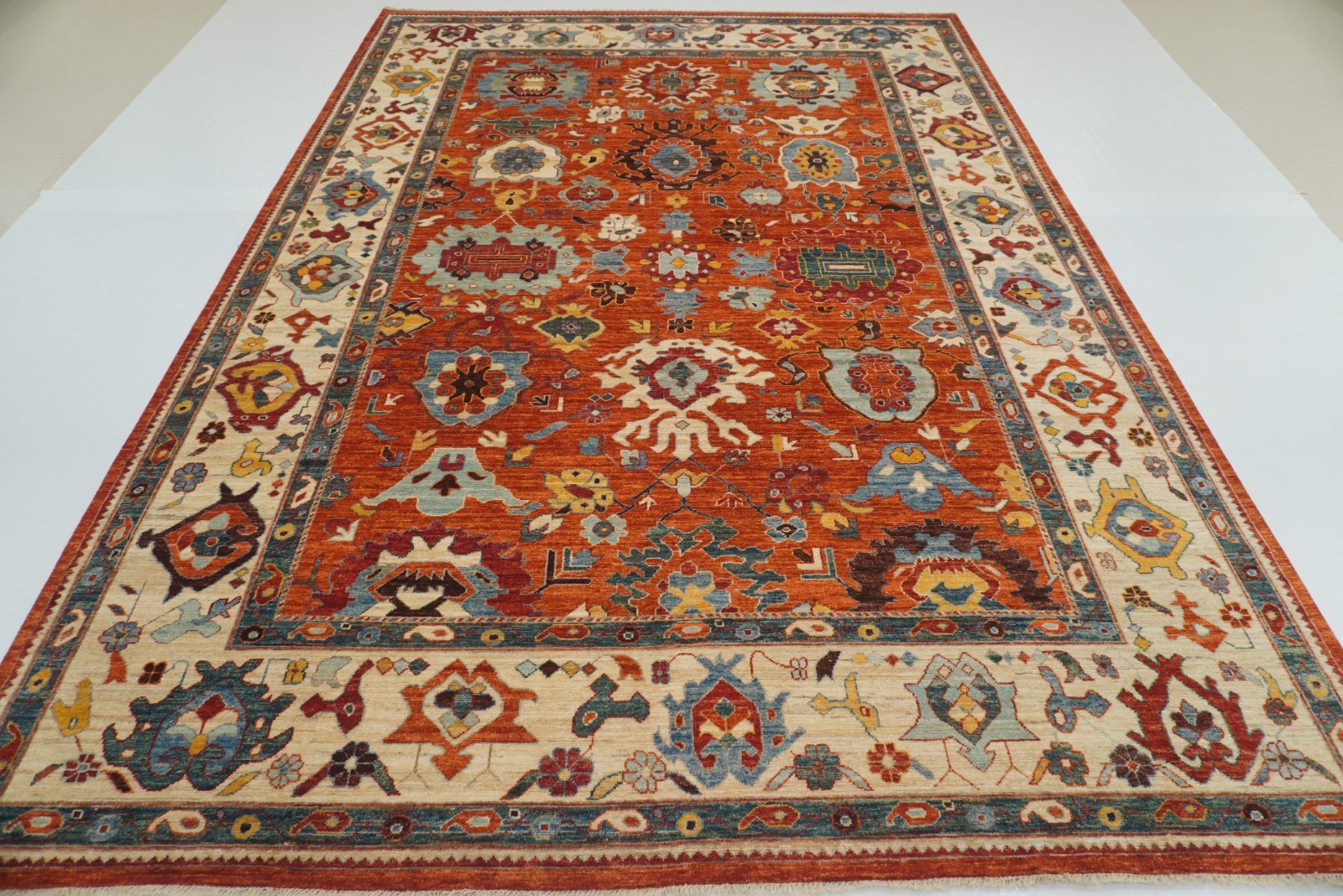 10x14 ft Rusty Red Oushak Turkish Style Hand Knotted Wool Area Rug 10x14 ft Rusty Red Oushak Turkish Style Hand Knotted Wool Area Rug