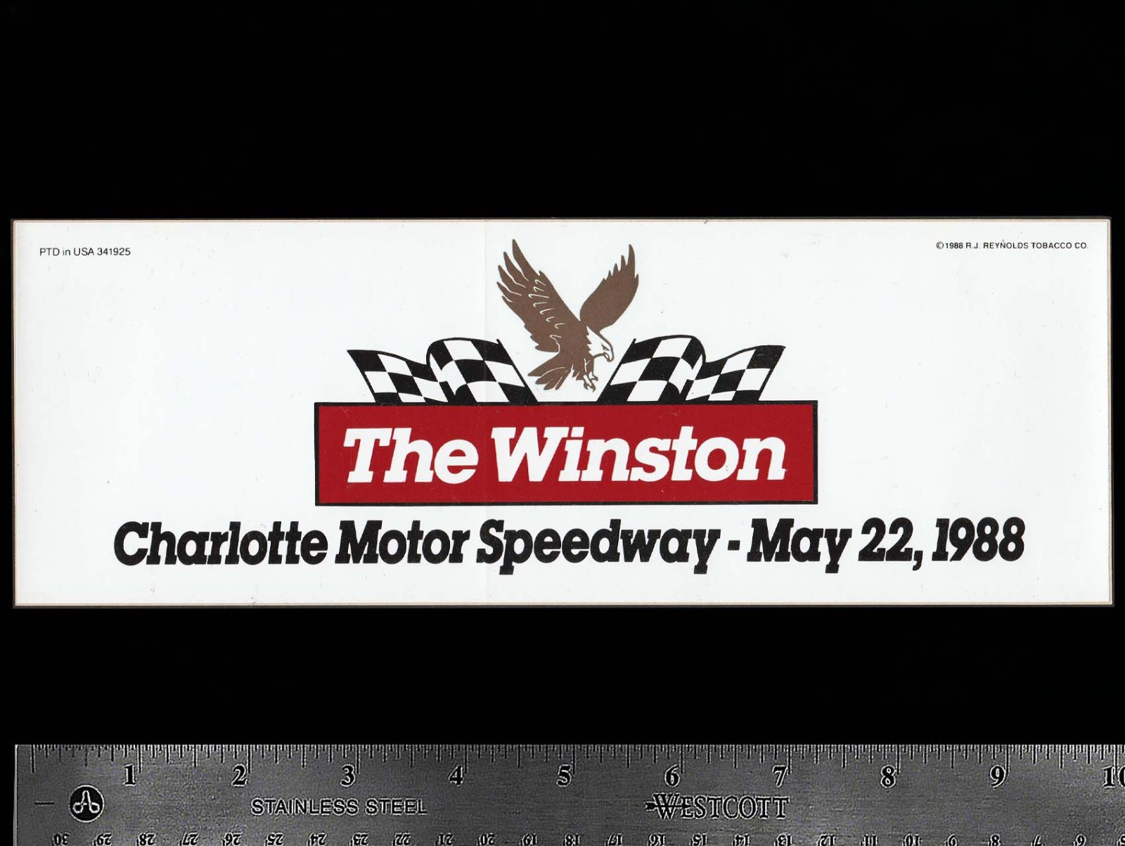 WINSTON Charlotte Motor Speedway 1988 - Orig Vintage Racing Decal/Sticker NASCAR
