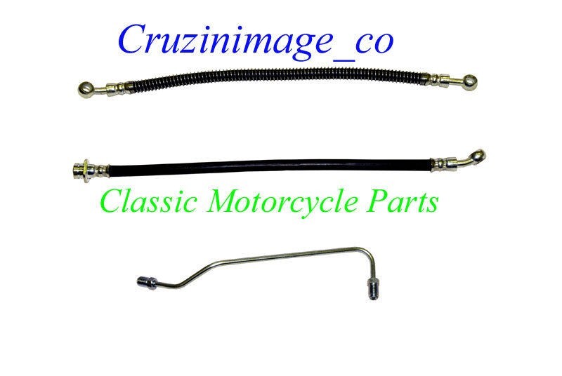 72-77 KAWASAKI Z1 KZ900 FRONT BRAKE HOSES SET UPPER LOWER STEEL PIPE CI-Z1BHS